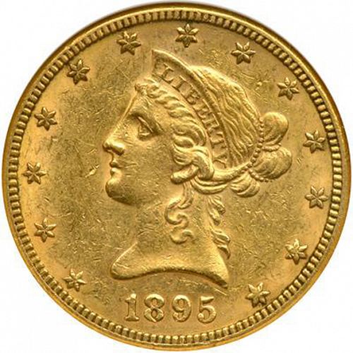 10 dollar Obverse Image minted in UNITED STATES in 1895O (Coronet Head - New-style head, with motto)  - The Coin Database