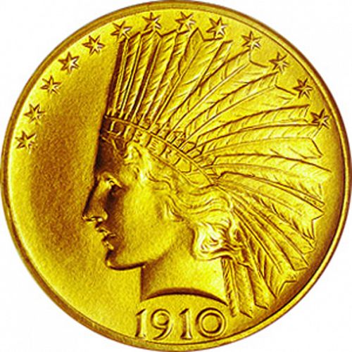 10 dollar Obverse Image minted in UNITED STATES in 1910 (Indian Head - With motto)  - The Coin Database