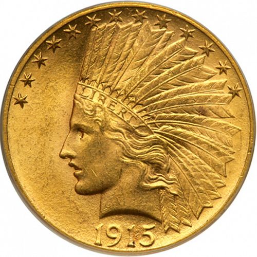 10 dollar Obverse Image minted in UNITED STATES in 1915S (Indian Head - With motto)  - The Coin Database