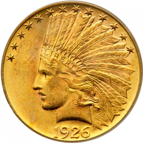 10 dollar Obverse Image minted in UNITED STATES in 1926 (Indian Head - With motto)  - The Coin Database