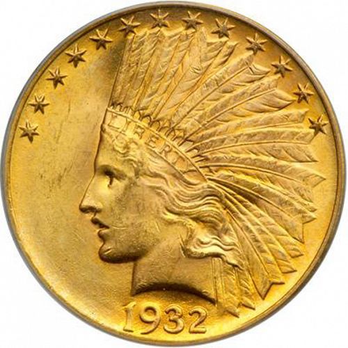 10 dollar Obverse Image minted in UNITED STATES in 1932 (Indian Head - With motto)  - The Coin Database