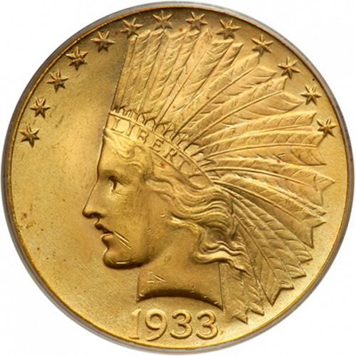 10 dollar Obverse Image minted in UNITED STATES in 1933 (Indian Head - With motto)  - The Coin Database
