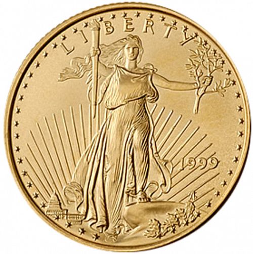 Bullion Obverse Image minted in UNITED STATES in 1999 (American Eagle -  Gold 10 $)  - The Coin Database
