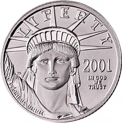Bullion Obverse Image minted in UNITED STATES in 2001 (American Eagle -  Platinum 10 $)  - The Coin Database