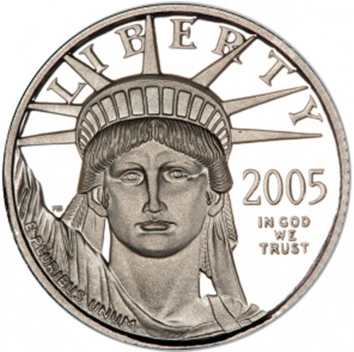 Bullion Obverse Image minted in UNITED STATES in 2005W (American Eagle -  Platinum 10 $ ( Heraldic Eagle ))  - The Coin Database