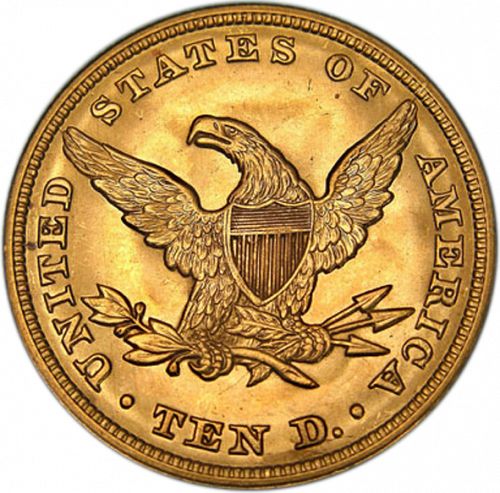 10 dollar Reverse Image minted in UNITED STATES in 1848 (Coronet Head - New-style head, no motto)  - The Coin Database