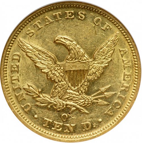 10 dollar Reverse Image minted in UNITED STATES in 1849O (Coronet Head - New-style head, no motto)  - The Coin Database