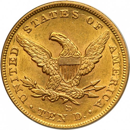 10 dollar Reverse Image minted in UNITED STATES in 1854S (Coronet Head - New-style head, no motto)  - The Coin Database