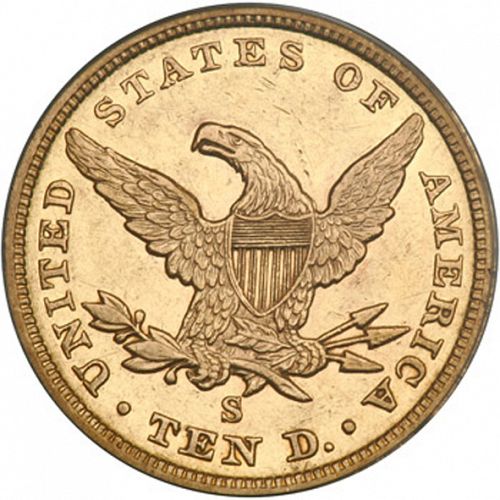 10 dollar Reverse Image minted in UNITED STATES in 1856S (Coronet Head - New-style head, no motto)  - The Coin Database