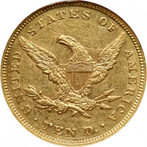 10 dollar Reverse Image minted in UNITED STATES in 1858 (Coronet Head - New-style head, no motto)  - The Coin Database