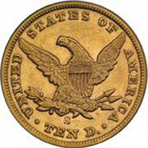 10 dollar Reverse Image minted in UNITED STATES in 1858S (Coronet Head - New-style head, no motto)  - The Coin Database