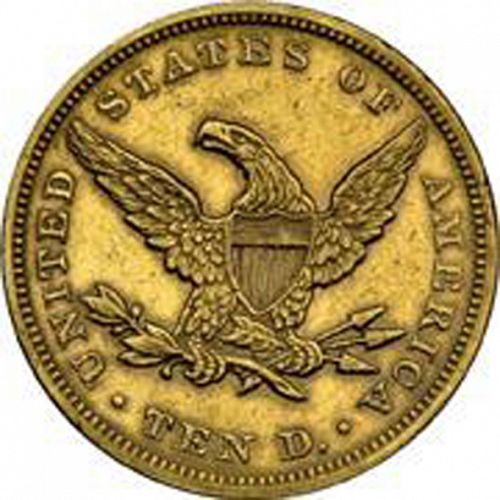 10 dollar Reverse Image minted in UNITED STATES in 1864 (Coronet Head - New-style head, no motto)  - The Coin Database
