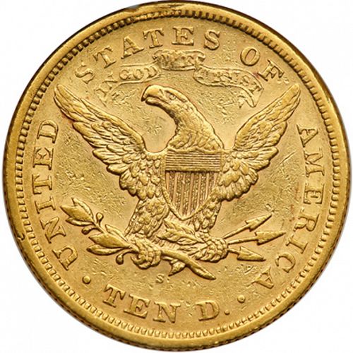10 dollar Reverse Image minted in UNITED STATES in 1868S (Coronet Head - New-style head, with motto)  - The Coin Database