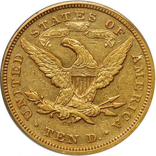 10 dollar Reverse Image minted in UNITED STATES in 1871CC (Coronet Head - New-style head, with motto)  - The Coin Database