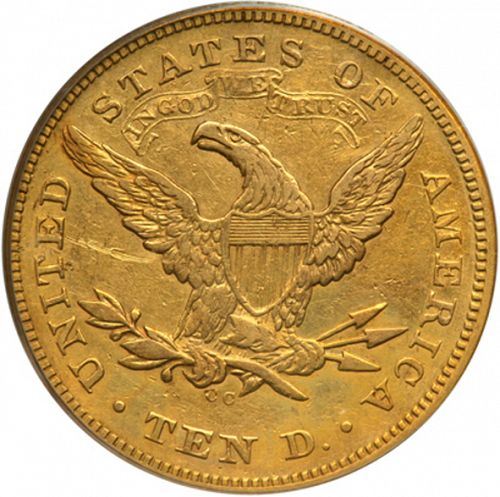 10 dollar Reverse Image minted in UNITED STATES in 1872CC (Coronet Head - New-style head, with motto)  - The Coin Database