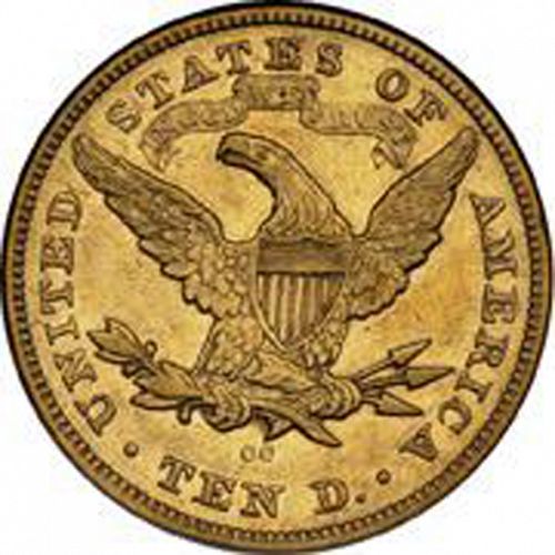 10 dollar Reverse Image minted in UNITED STATES in 1874CC (Coronet Head - New-style head, with motto)  - The Coin Database