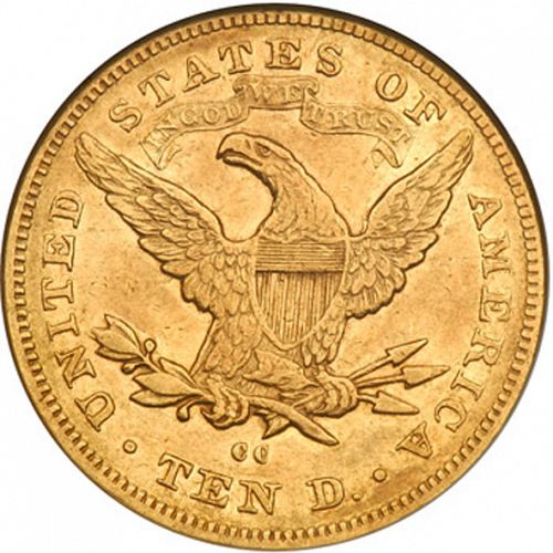 10 dollar Reverse Image minted in UNITED STATES in 1878CC (Coronet Head - New-style head, with motto)  - The Coin Database