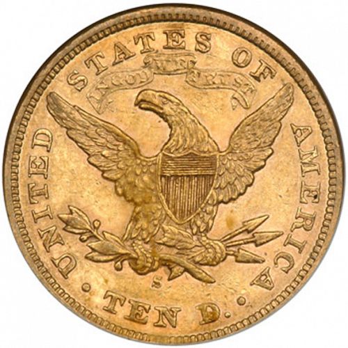 10 dollar Reverse Image minted in UNITED STATES in 1878S (Coronet Head - New-style head, with motto)  - The Coin Database