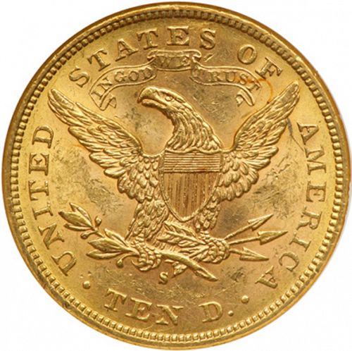 10 dollar Reverse Image minted in UNITED STATES in 1880S (Coronet Head - New-style head, with motto)  - The Coin Database