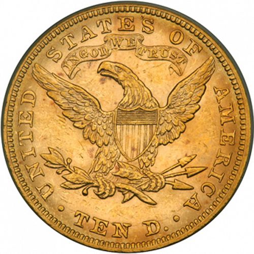 10 dollar Reverse Image minted in UNITED STATES in 1881 (Coronet Head - New-style head, with motto)  - The Coin Database