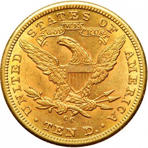 10 dollar Reverse Image minted in UNITED STATES in 1881CC (Coronet Head - New-style head, with motto)  - The Coin Database