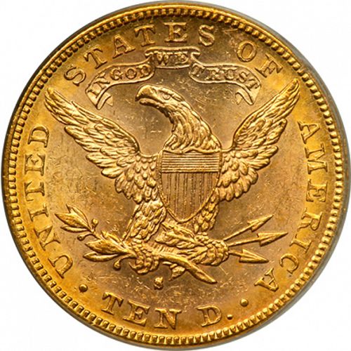 10 dollar Reverse Image minted in UNITED STATES in 1881S (Coronet Head - New-style head, with motto)  - The Coin Database