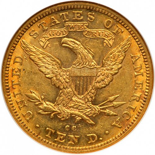 10 dollar Reverse Image minted in UNITED STATES in 1882CC (Coronet Head - New-style head, with motto)  - The Coin Database