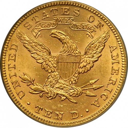 10 dollar Reverse Image minted in UNITED STATES in 1885 (Coronet Head - New-style head, with motto)  - The Coin Database