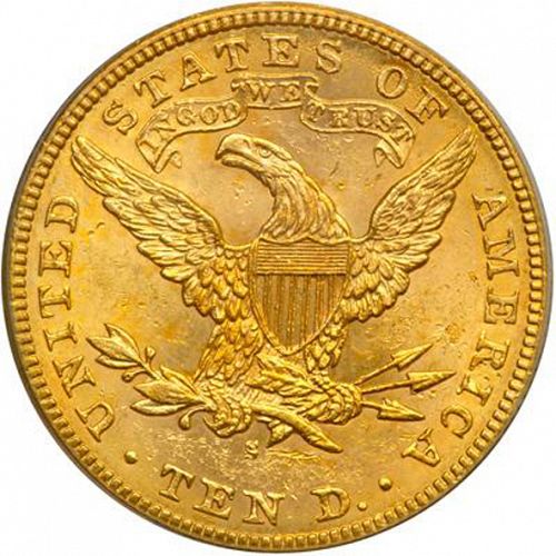 10 dollar Reverse Image minted in UNITED STATES in 1886S (Coronet Head - New-style head, with motto)  - The Coin Database