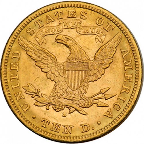 10 dollar Reverse Image minted in UNITED STATES in 1887S (Coronet Head - New-style head, with motto)  - The Coin Database