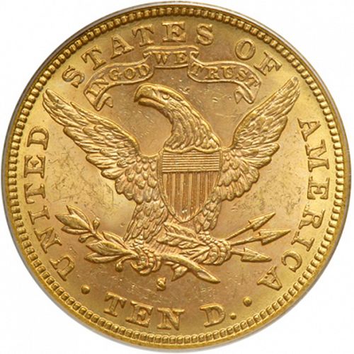 10 dollar Reverse Image minted in UNITED STATES in 1888S (Coronet Head - New-style head, with motto)  - The Coin Database