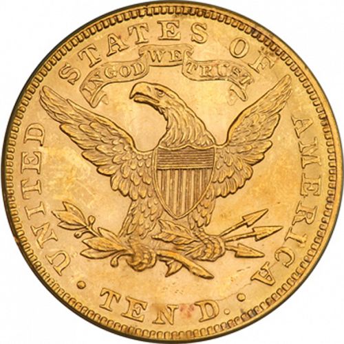 10 dollar Reverse Image minted in UNITED STATES in 1891 (Coronet Head - New-style head, with motto)  - The Coin Database