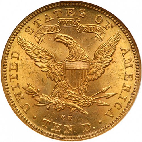 10 dollar Reverse Image minted in UNITED STATES in 1891CC (Coronet Head - New-style head, with motto)  - The Coin Database