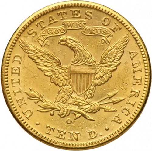 10 dollar Reverse Image minted in UNITED STATES in 1892O (Coronet Head - New-style head, with motto)  - The Coin Database