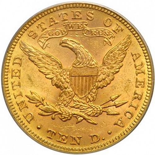 10 dollar Reverse Image minted in UNITED STATES in 1895 (Coronet Head - New-style head, with motto)  - The Coin Database