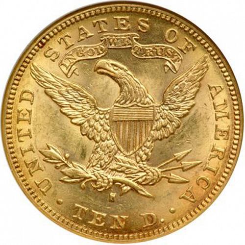 10 dollar Reverse Image minted in UNITED STATES in 1896S (Coronet Head - New-style head, with motto)  - The Coin Database