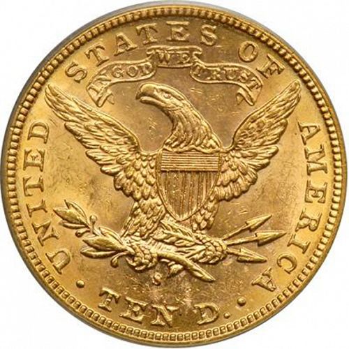 10 dollar Reverse Image minted in UNITED STATES in 1897S (Coronet Head - New-style head, with motto)  - The Coin Database