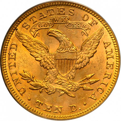 10 dollar Reverse Image minted in UNITED STATES in 1898 (Coronet Head - New-style head, with motto)  - The Coin Database