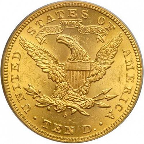 10 dollar Reverse Image minted in UNITED STATES in 1898S (Coronet Head - New-style head, with motto)  - The Coin Database