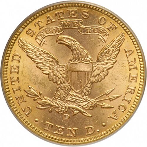 10 dollar Reverse Image minted in UNITED STATES in 1906D (Coronet Head - New-style head, with motto)  - The Coin Database