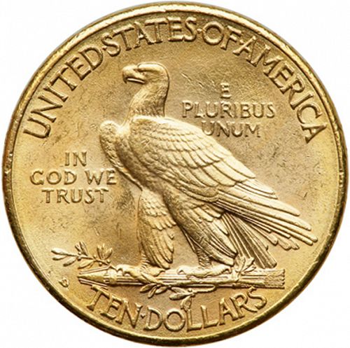 10 dollar Reverse Image minted in UNITED STATES in 1909D (Indian Head - With motto)  - The Coin Database