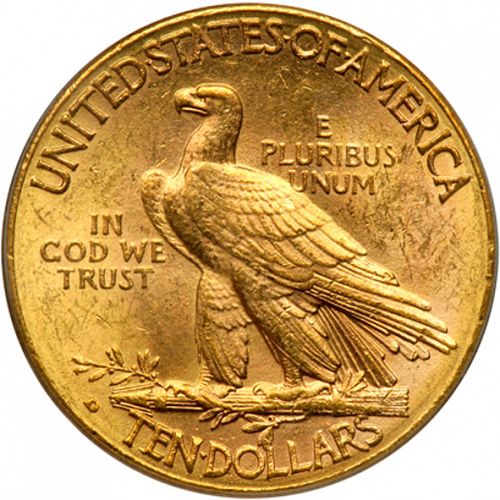 10 dollar Reverse Image minted in UNITED STATES in 1910D (Indian Head - With motto)  - The Coin Database