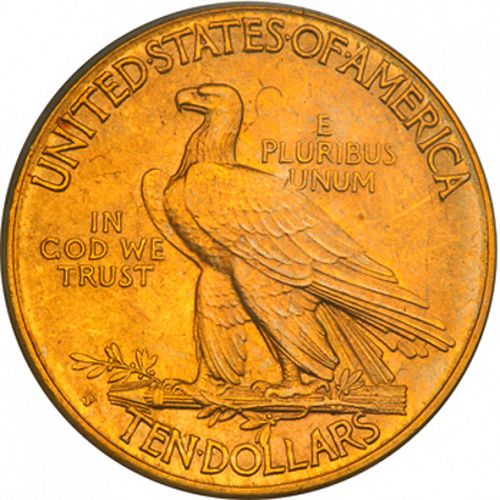 10 dollar Reverse Image minted in UNITED STATES in 1911S (Indian Head - With motto)  - The Coin Database