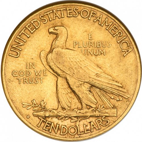 10 dollar Reverse Image minted in UNITED STATES in 1913S (Indian Head - With motto)  - The Coin Database