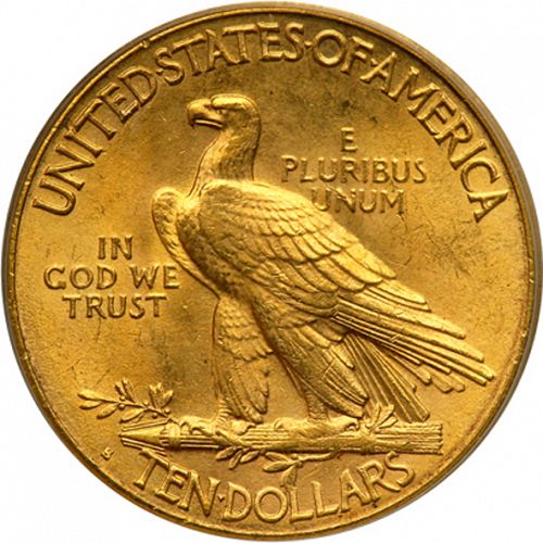 10 dollar Reverse Image minted in UNITED STATES in 1915S (Indian Head - With motto)  - The Coin Database