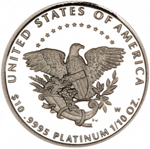 Bullion Reverse Image minted in UNITED STATES in 2005W (American Eagle -  Platinum 10 $ ( Heraldic Eagle ))  - The Coin Database