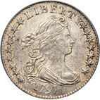 10 cent Obverse Image minted in UNITED STATES in 1797 (Draped Bust - Small eagle reverse)  - The Coin Database