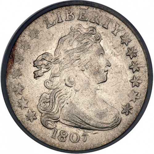 10 cent Obverse Image minted in UNITED STATES in 1807 (Draped Bust - Heraldic eagle reverse)  - The Coin Database