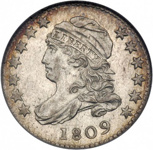 10 cent Obverse Image minted in UNITED STATES in 1809 (Lyberty Cap)  - The Coin Database