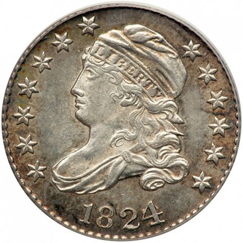 10 cent Obverse Image minted in UNITED STATES in 1824 (Lyberty Cap)  - The Coin Database